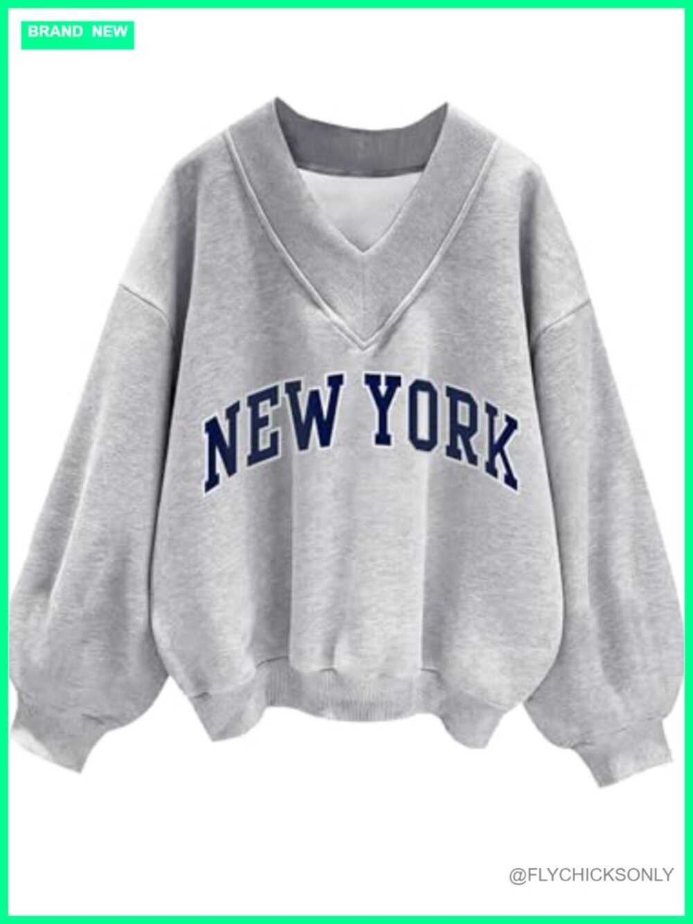 V Neck Oversized Fleece Sweatshirt Long Sleeve Pullover Womens